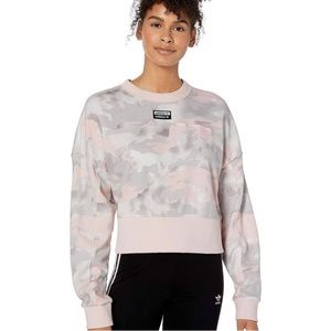 NWOT Adidas pink camo crop top sweater size small